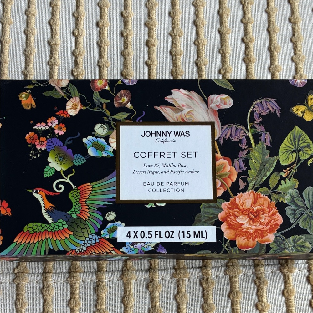 Johnny Was Fragrances Set of 4: Black Floral Coffret Set with Multicolor Blooms